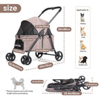 Portable, Foldable Dog Stroller  with 4 Wheels and Detachable Fashion Bag