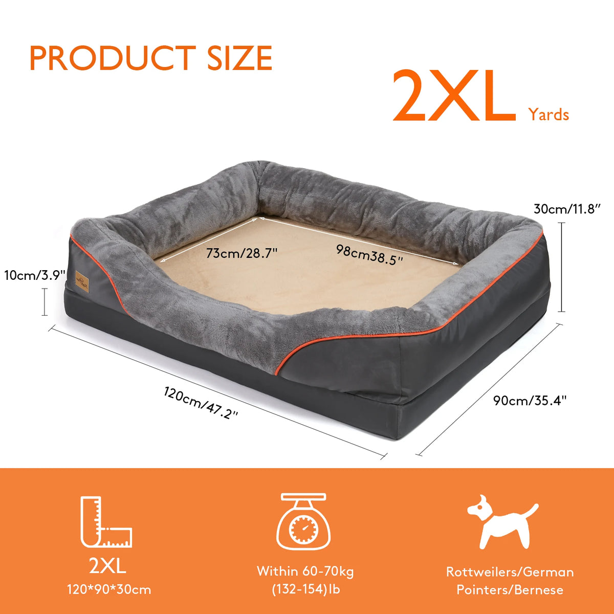 Dog Bed Waterproof, Anti Allergy, Fleece, Removable, Washable Cover
