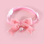 Pink Bell, Bow, and Pearl Cat Collar