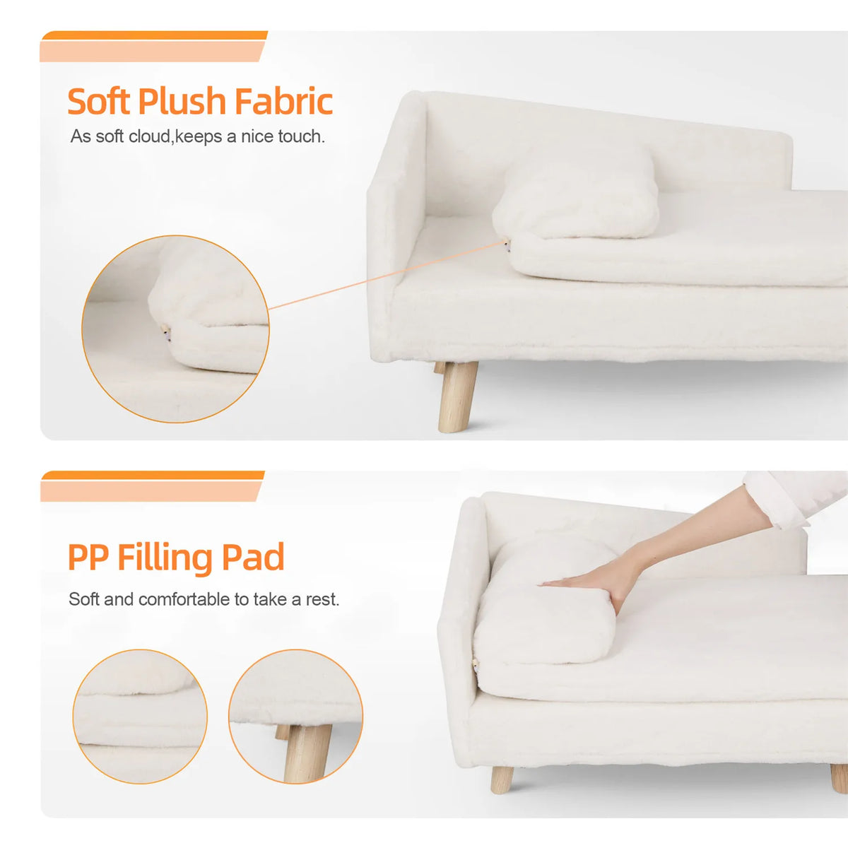 Elevated Pet Stool Bed, with Cozy Waterproof Pad and Sturdy Wood Legs