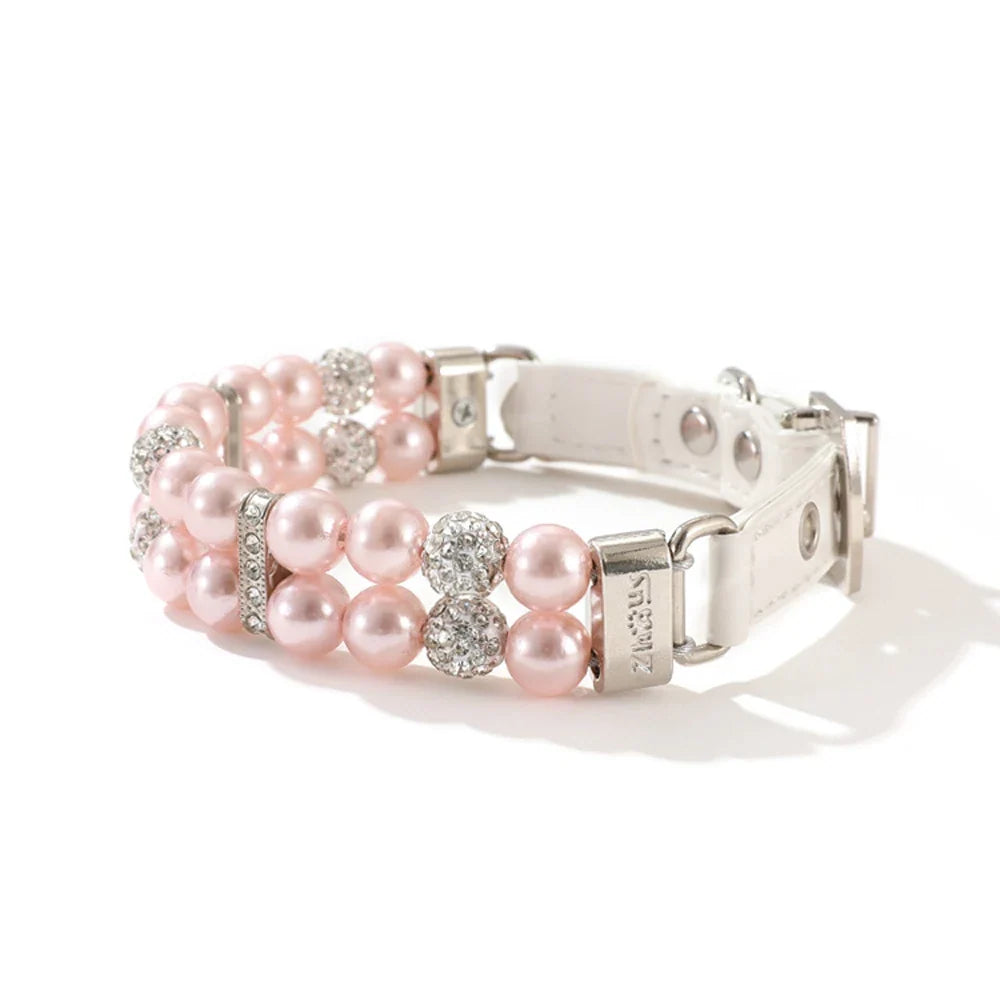 Pearl Pet Collar with Rhinestones for Small/Medium Dogs