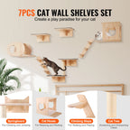 Wall Mounted Cat Wall Shelves and Perches with Jumping Boards, Hammocks