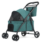 Portable, Foldable Dog Stroller  with 4 Wheels and Detachable Fashion Bag