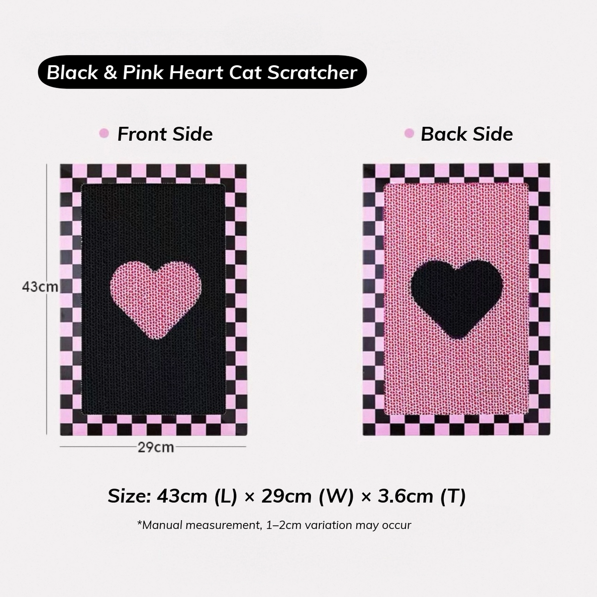 Paper Park | Double-Sided Cat Scratcher (Black & Pink Heart)