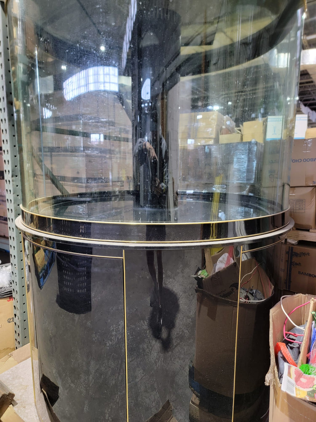 280 Gallon Glass Reef-Ready Cylinder with Steel Reinforced Gloss Black Stand and Sump