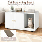 Wooden Cat Litter Box Enclosure Hidden Litter Box Furniture with Scratching Board