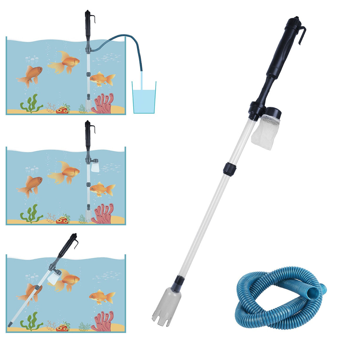 Battery-Operated Aquarium Vacuum Gravel Cleaner