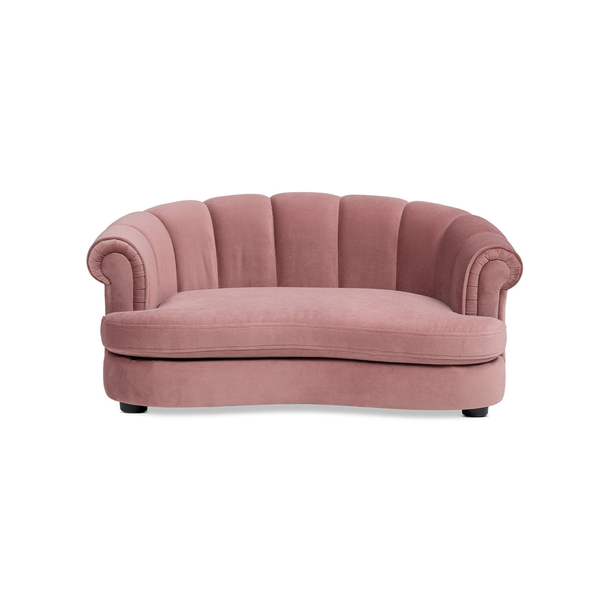 Rolled-Arm Dog Bed with Channel-Tufted Back - Ash Rose
