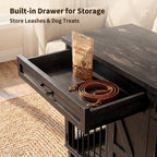 Wood & Metal Dog Crate Furniture TV Stand with Storage - Barn Door Design