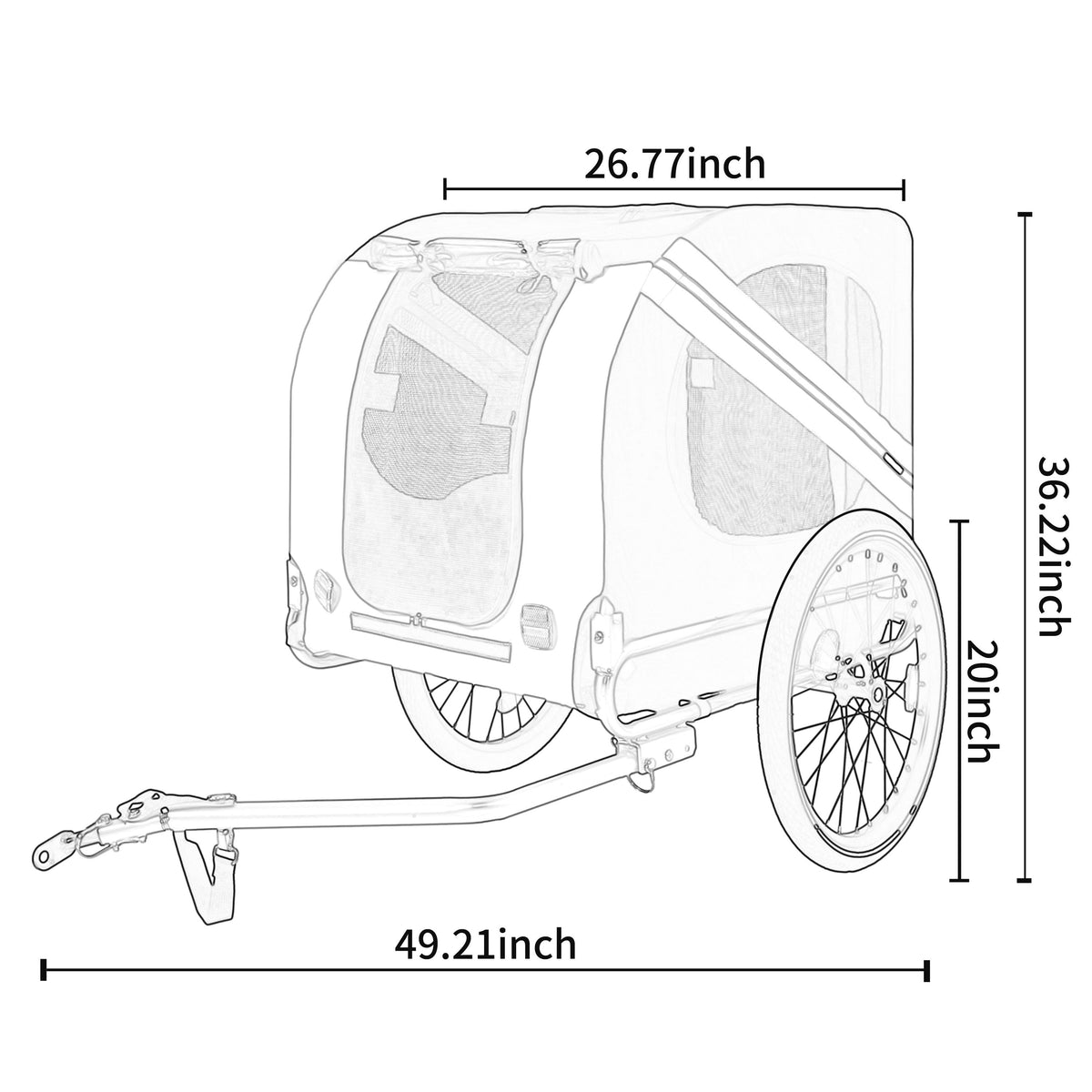 Large Folding Bike Trailer for Dogs – 66LB Capacity All-Terrain Pet Carrier, Durable Steel Frame for Cycling, Jogging, Camping & Outdoor Adventures, Black-Orange