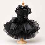 Luxury Black Dog Wedding Dress Detachable Train Gothic Bridal Gown Handmade Couture Pet Wedding Dress Formal Black Princess Gown