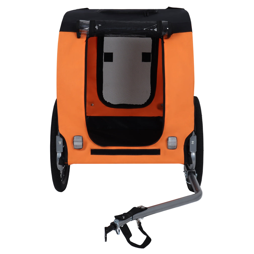 Large Folding Bike Trailer for Dogs – 66LB Capacity All-Terrain Pet Carrier, Durable Steel Frame for Cycling, Jogging, Camping & Outdoor Adventures, Black-Orange
