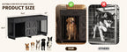 Wood & Metal Dog Crate Furniture TV Stand with Storage - Barn Door Design