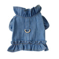 Pets Jeans Dress Apparel Dog Ruffles Vest Pet Harness Denim Dress Puppy Blue Jeans Clothes Cat Dogs Leash Hook Chest Back Dress