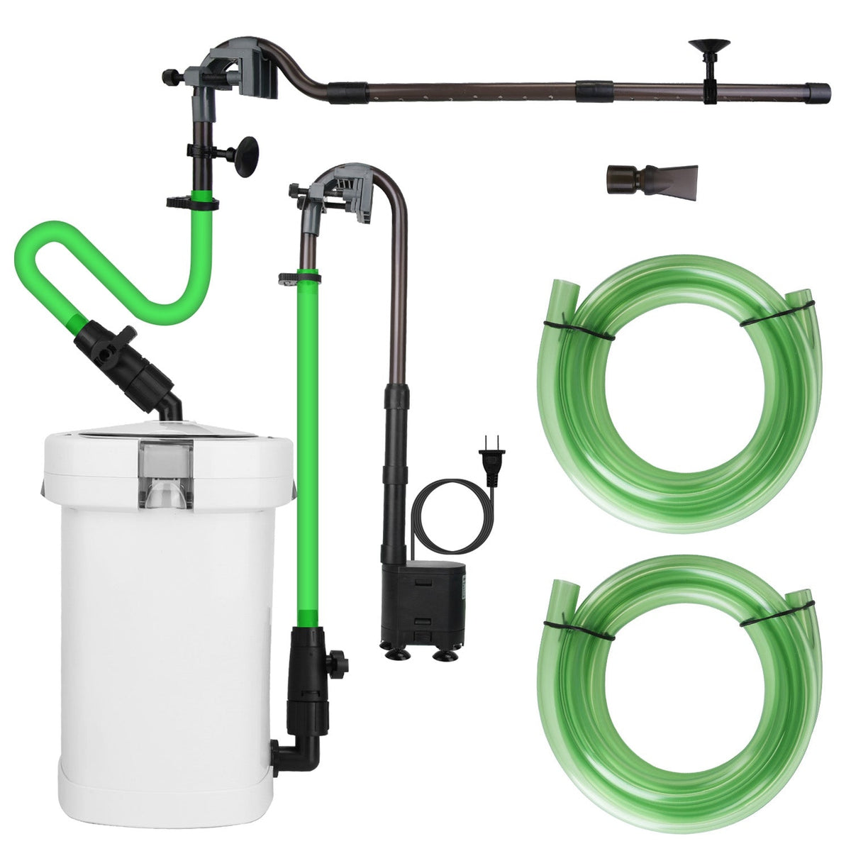 3-Stage External Canister Filter for Aquarium Fish Tank with 600L/H Flow Rate 35.4in Max Height 6W Easy Installation Silent