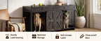 Wood & Metal Dog Crate Furniture TV Stand with Storage - Barn Door Design