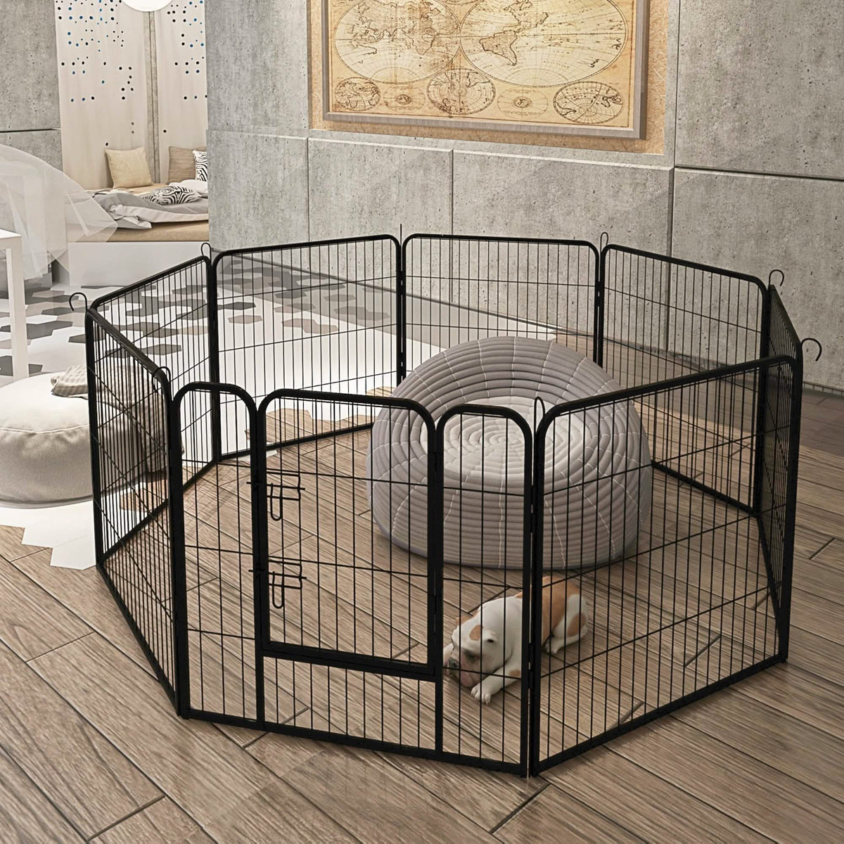 Dog Fence and Pet Playpen, Heavy Duty Foldable Metal 8 Panels Dog Pen 31.5" Height