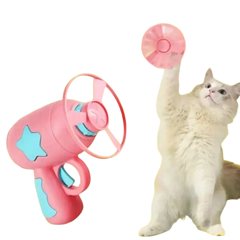 Interactive Flying Disc Cat Toy Gun