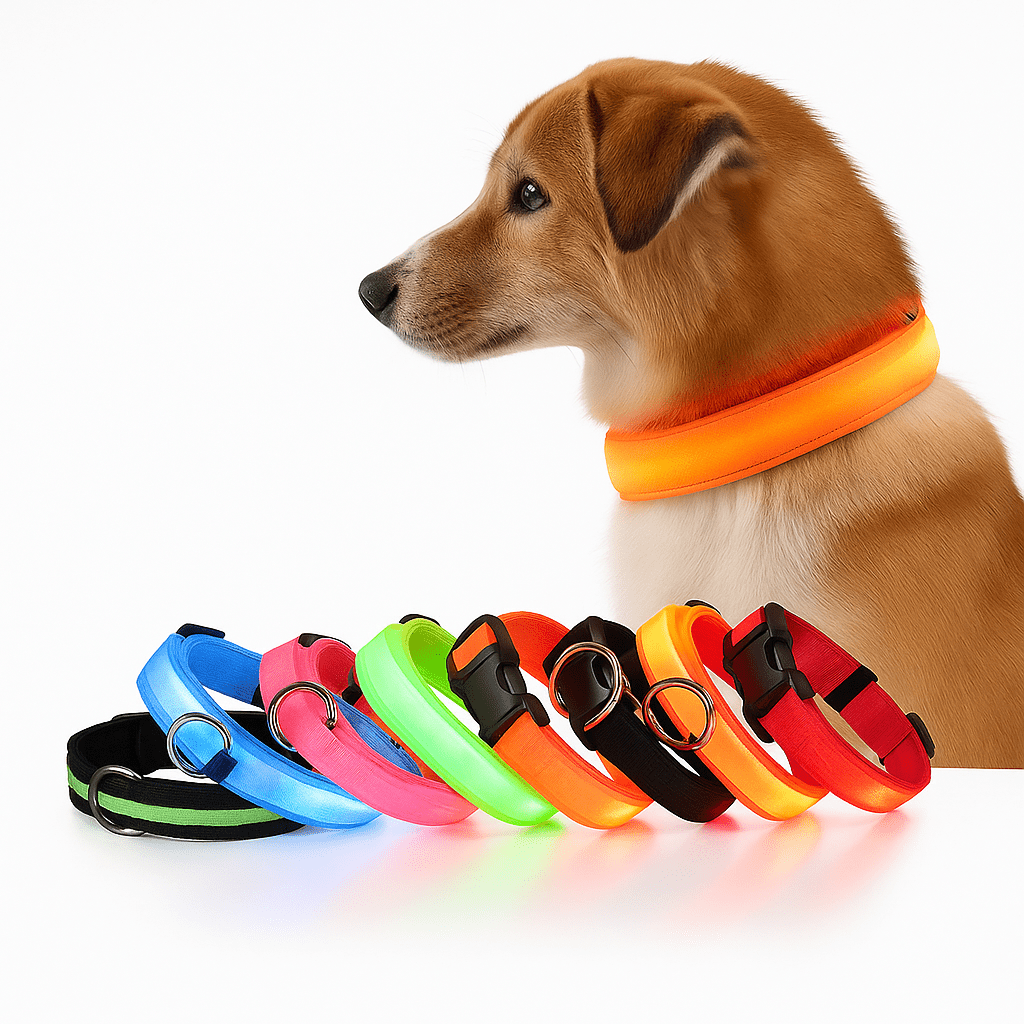 LED Dog Collar | Nylon Light-Up Safety Collar, Reflective Glow