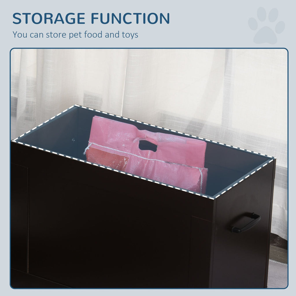 PawHut Raised Dog Feeding Station with 2 Stainless Steel Bowls Storage Large Pets Dark Brown
