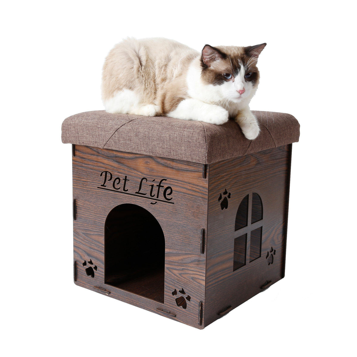 Pet Life ® 'Kitty Kallapse' Collapsible Folding Kitty Cat House Tree Bed Ottoman Bench Furniture