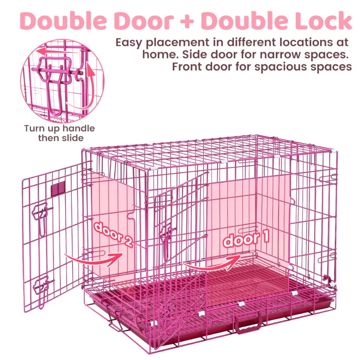 24-42" Collapsible Pink Dog Crate RED24-42