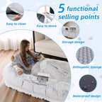 Orthopedic Human Dog Bed with Washable Faux Fur Cover - Grey